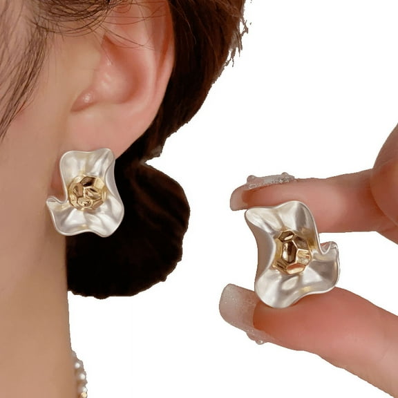 COMESUN 925 Sterling Silver Petal Drop Earrings - Elegant Metal Flower Dangle Earrings for Women