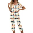 thumbnail image 1 of TIMIFIS Ensembles de Pyjama pour Femmes 2 Pcs - Pyjamas de la Saint-Valentin pour Femmes - Ensembles de Pyjamas pour Dames Manches Courtes Col Rond Haut et Pantalons Capris Ensembles de Détente, 1 of 5