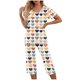 thumbnail image 1 of Puntoco Ropa de dormir para mujer Conjunto de pijama con cuello redondo, manga corta, botones y cintura elástica con bolsillos y pantalón para el día de San Valentín, 1 of 4
