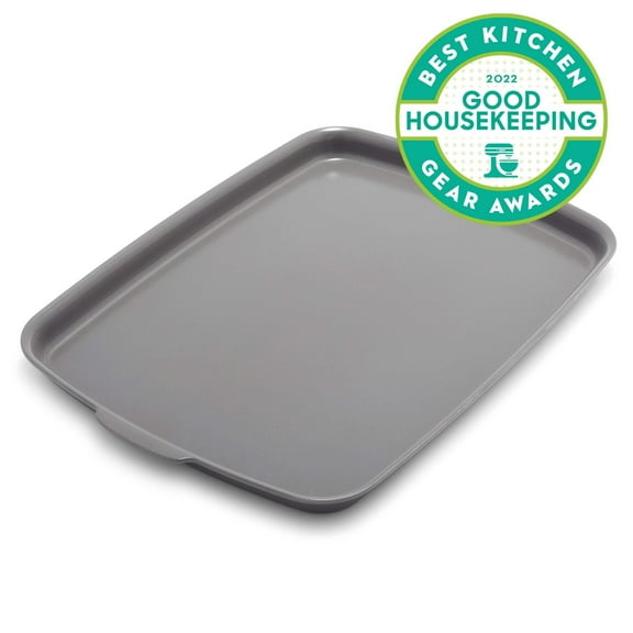 GreenPan Premiere Ovenware Healthy Ceramic Nonstick 18" x 13" Rectangular Baking Pan, Cast Aluminum, Warp-Free, Oven and Broiler safe to 600F,Dishwasher Safe, PFAS-Free, Gray