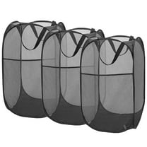 Buenod Pack of 3 Laundry Hampers, Mesh Popup Laundry Baskets Collapsible Clothes Hamper for Home, Dorm, RV, Black