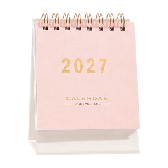 2027 Mini Desk Calendar, Small Desktop Calendar, Spiral Standing Desk Calendar, Portable English Daily Monthly Calendar, Tabletop Monthly Scheduler for Home & Office Table Decoration