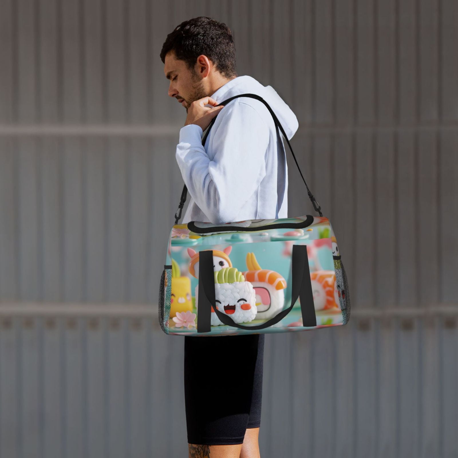 Fuzoiu Kawaii Sushi Characters Delight Print Travel Duffle Bag,Carry On Tote Bags,Duffel Bag,Sport Gym Bag, Hospital Bag for Labor and Delivery, Overnight Bag,Luggage Bag