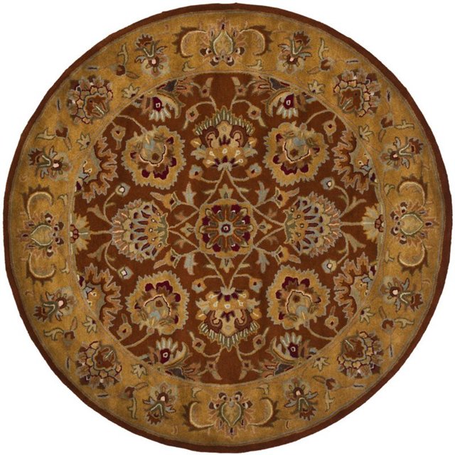 Safavieh Heritage Collection HG820A Handmade Traditional Oriental Red and Natural Wool Round Area Rug (6' Diameter)