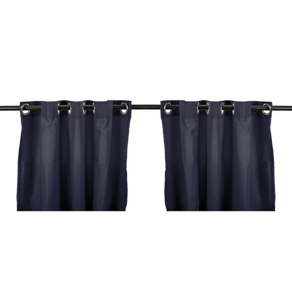 Jordan Manufacturing 54" x 96" Navy Solid Grommet Semi-sheer Outdoor Curtain Panel (2 Pack)