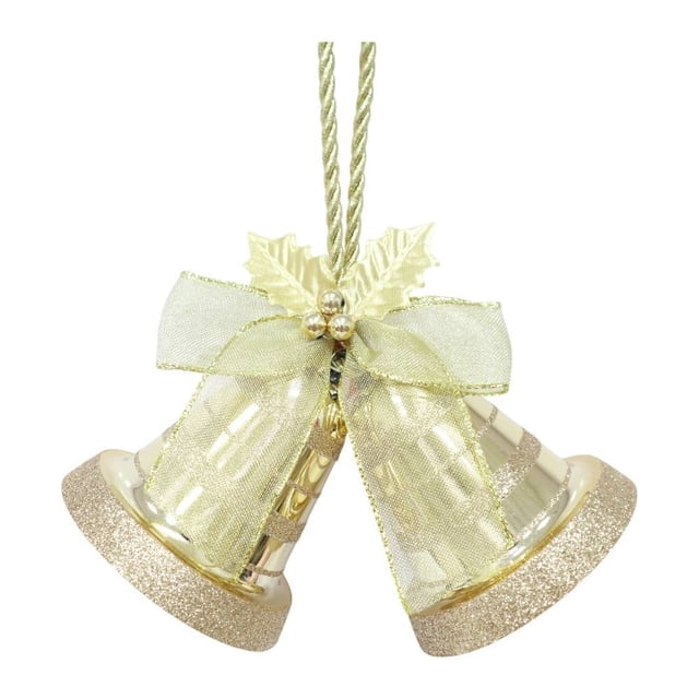 Campana Holiday Time 10 cm Campana Doble con Rayas Doradas