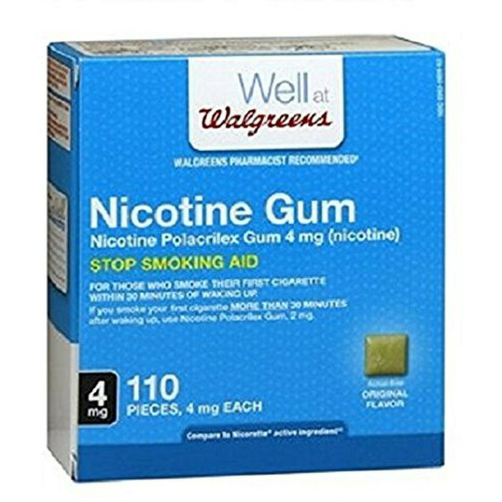 Walgreens Nicotine Polacrilex Gum, 4 MG Original Flavor 110 pieces