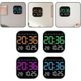 thumbnail image 5 of Reloj de pared digital, reloj despertador de visualización grande con control remoto, reloj digital con luz nocturna, fecha semana, temperatura para recámara (rosa), 5 of 5