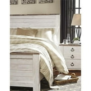 Ashley Furniture Willowton Queen Panel Bed with Footboard and Headboard, Whitewash