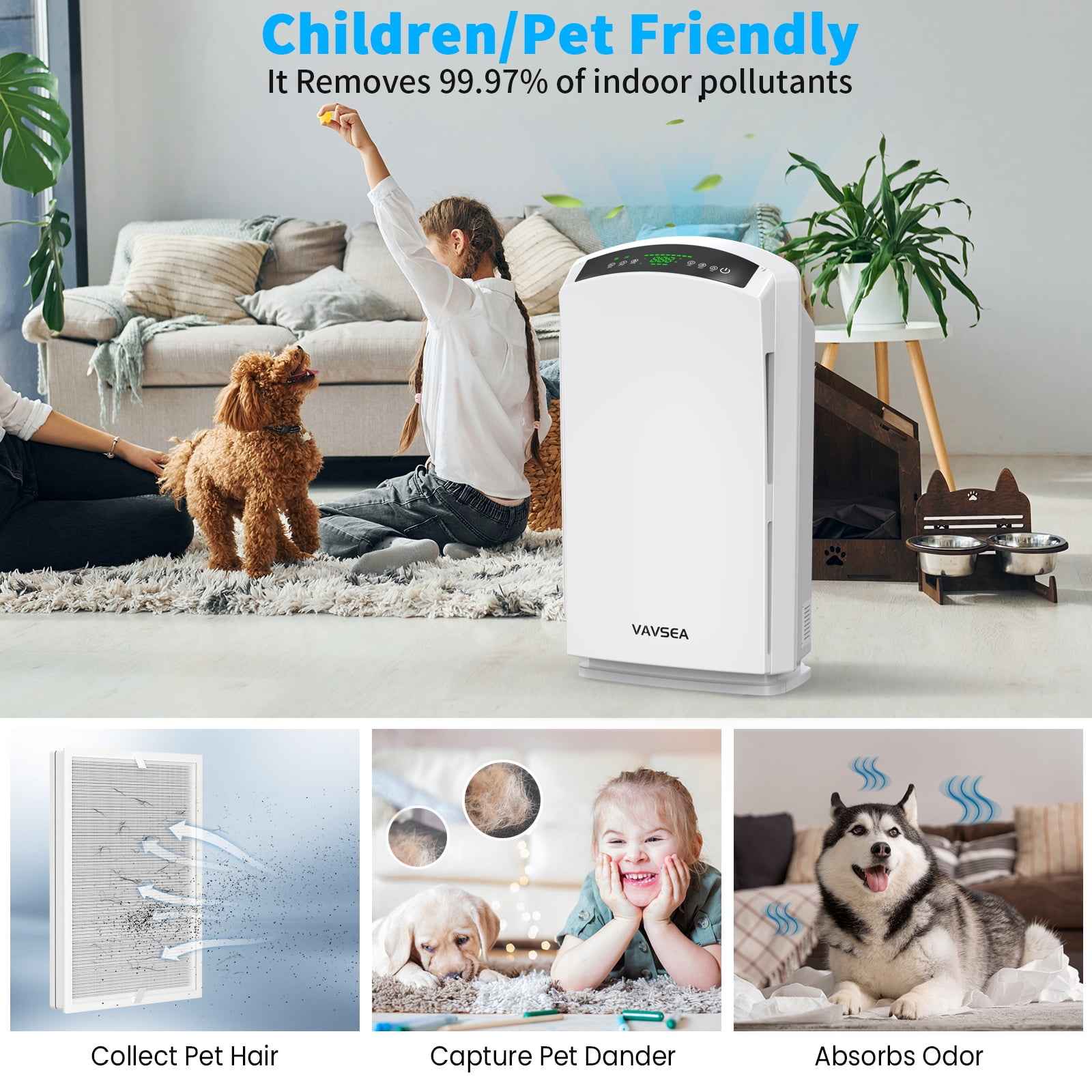Pet hair on sale room air filters
