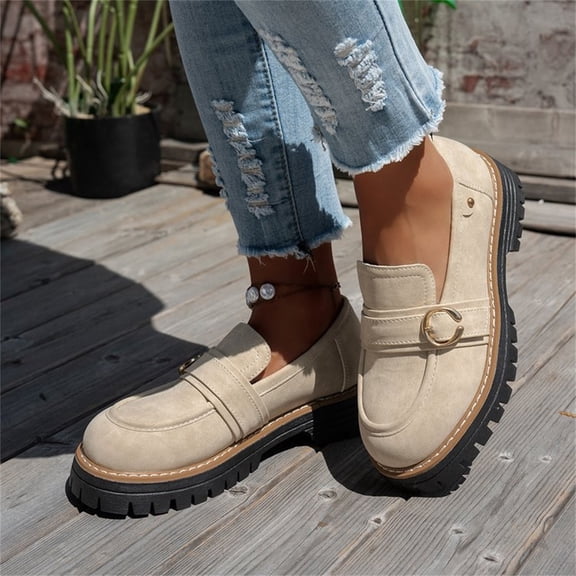 Women's Platform Loafers Shoes with Lug Sole