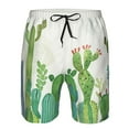thumbnail image 3 of Honeii's Cartoon Cactus Print Men's Casual Shorts with Drawstring，Swim Trunks Quick Dry Beach Shorts, 3 of 5