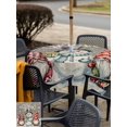 thumbnail image 4 of Outdoor Tablecloth with Umbrella Hole and Zipper, Christmas Snowman Square Table Cloth 54x54 Inch Waterproof Tablecloth, Xmas Snowflakes Winter Gnomes Grey Picnic Table Cover for Patio Camping, 4 of 7