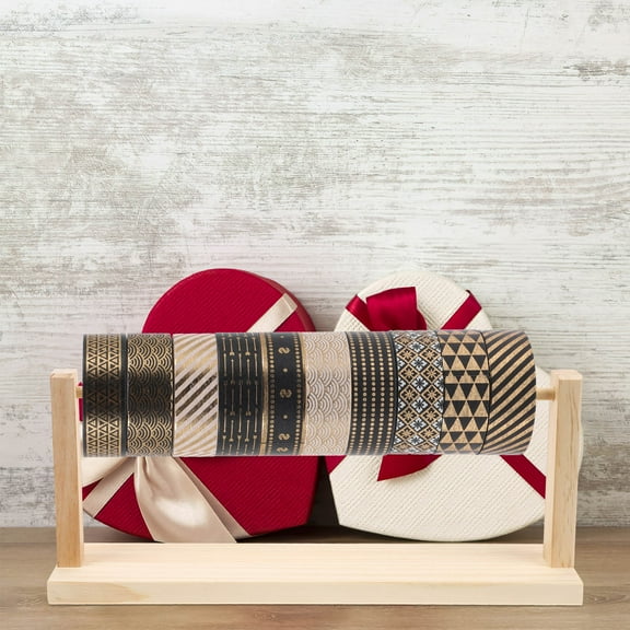 QIFULL Ribbon Spool Organizer Rack Ribbon Storage Wood 1Set