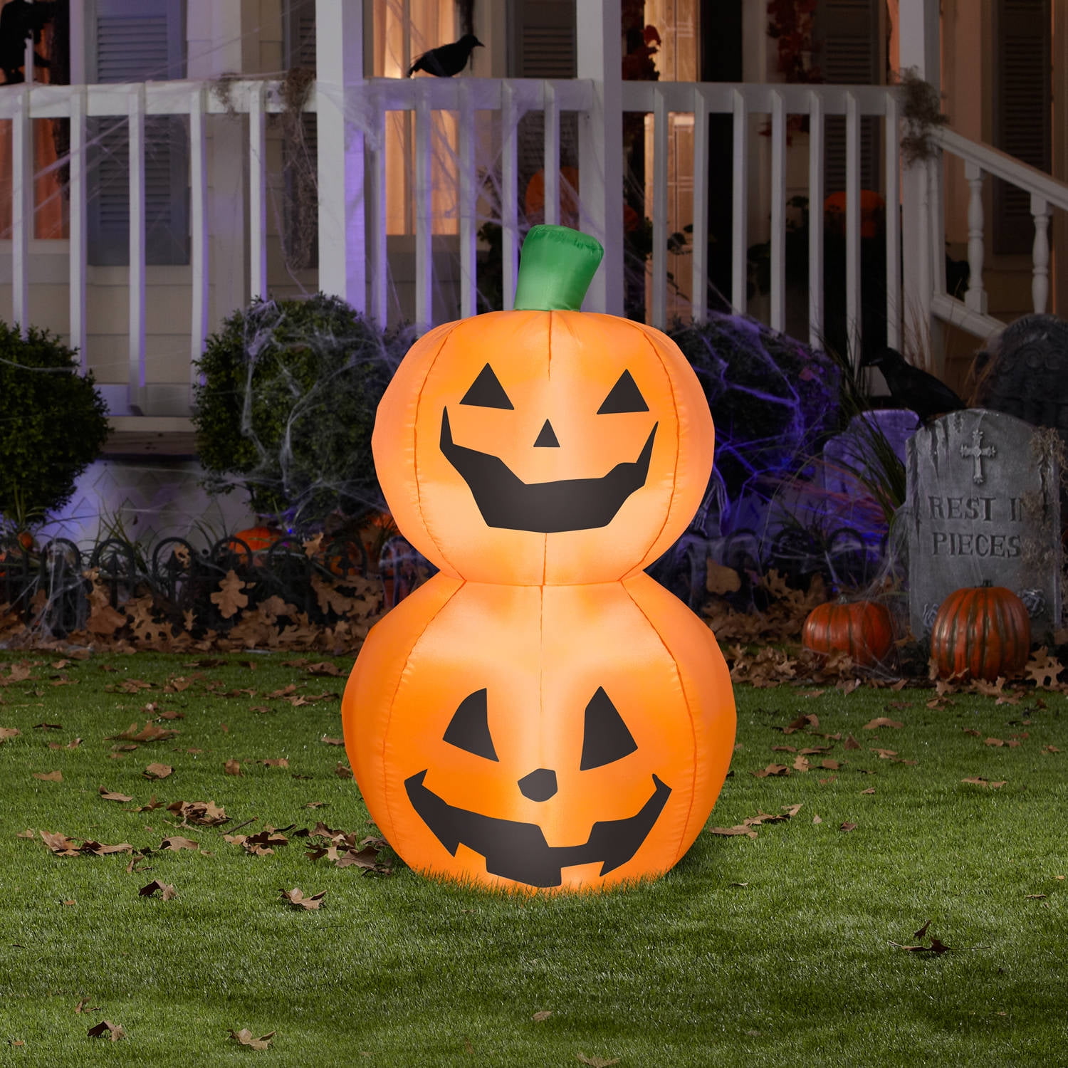 3.5' Tall Pumpkin Duo Stack Halloween Airblown Inflatable - Walmart.com ...