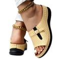 thumbnail image 3 of Domuza Womens Orthopedic Sandals Non Slip Slip on Arch Support Flat Wedge Sandals Wide Width Work Shoes 2026 New Comfortable Orthopedic Shoes Yellow 5.5（EU-36）, 3 of 4
