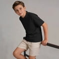 thumbnail image 5 of OGLCCG Boys Short Sleeve Henley Shirt Button Up Cotton Linen Dress Shirts Casual Summer Solid Color Tees Tops with One Pocket 5-15 Years, 5 of 8