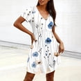 thumbnail image 4 of Nmnitkp Dresses for Women Casual Summer T-Shirt Dress, V-Neck Short Sleeve Empire Waist Loose Fit Flowy Mini Dress with Pockets, Solid Color for Everyday & Vacation Wear White,2XL, 4 of 7