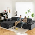 thumbnail image 2 of YODOLLA 110" L Shaped Modular Sectional Sofa for Living Room, Cloud Boneless Couch with Fluffy Seat Cushion, No Assembly Required, Corduroy, Black, 2 of 8