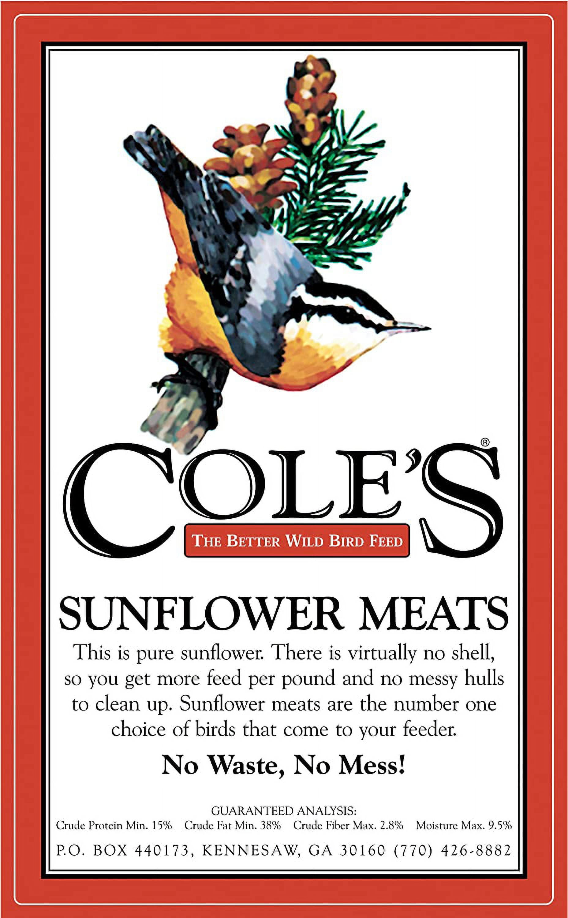 Cole's Sunflower Meats Bird Seed, 10-Pound