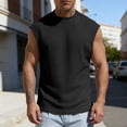 thumbnail image 2 of Men's Sleeveless Tank Top Cotton Blend Summer Vest Casual Solid Muscle Fit Breathable Quick Dry Gym Workout Streetwear Beach | Zenithor,Black XL, 2 of 9