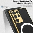 thumbnail image 2 of Compatible Samsung Galaxy S23 Plus Leather Case [Compatible with MagSafe],Magnetic Hybrid Electroplate Leather Silicone TPU Shockproof Protective Case for Galaxy S23 Plus Phone Case Slim Black, 2 of 14