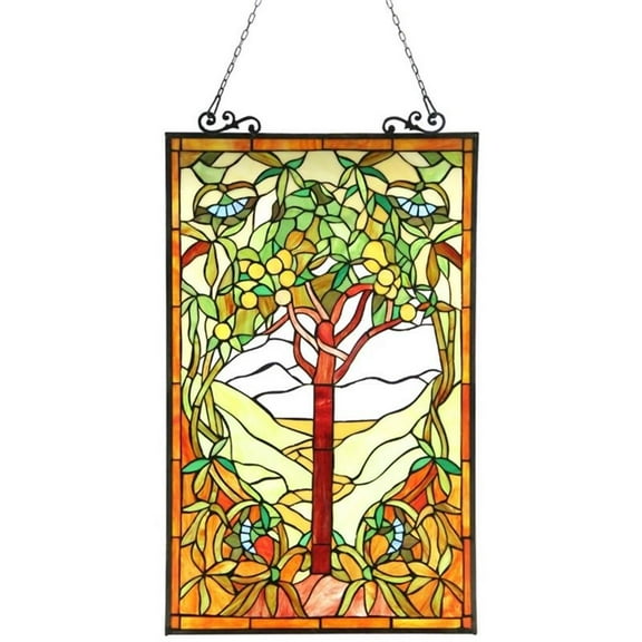 CHLOE Olea Tiffany-glass "Fruits of Life" Window Panel 20x32