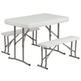 thumbnail image 1 of Bowery Hill Table et Bancs Pliants en Plastique, Blancs, 1 of 4
