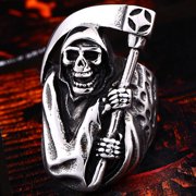 ZMY Home Skull Rings Stainless Steel Jewelry Chunky Death Grim Reaper Rings (8)