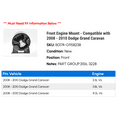thumbnail image 2 of Front Engine Mount - Compatible with 2008 - 2010 Dodge Grand Caravan 2009, 2 of 2