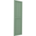thumbnail image 2 of Ekena Millwork 14"W x 70"H Americraft Four Board Exterior Real Wood Two Equal Panel Framed Board-n-Batten Shutters (Per Pair), Track Green, 2 of 9