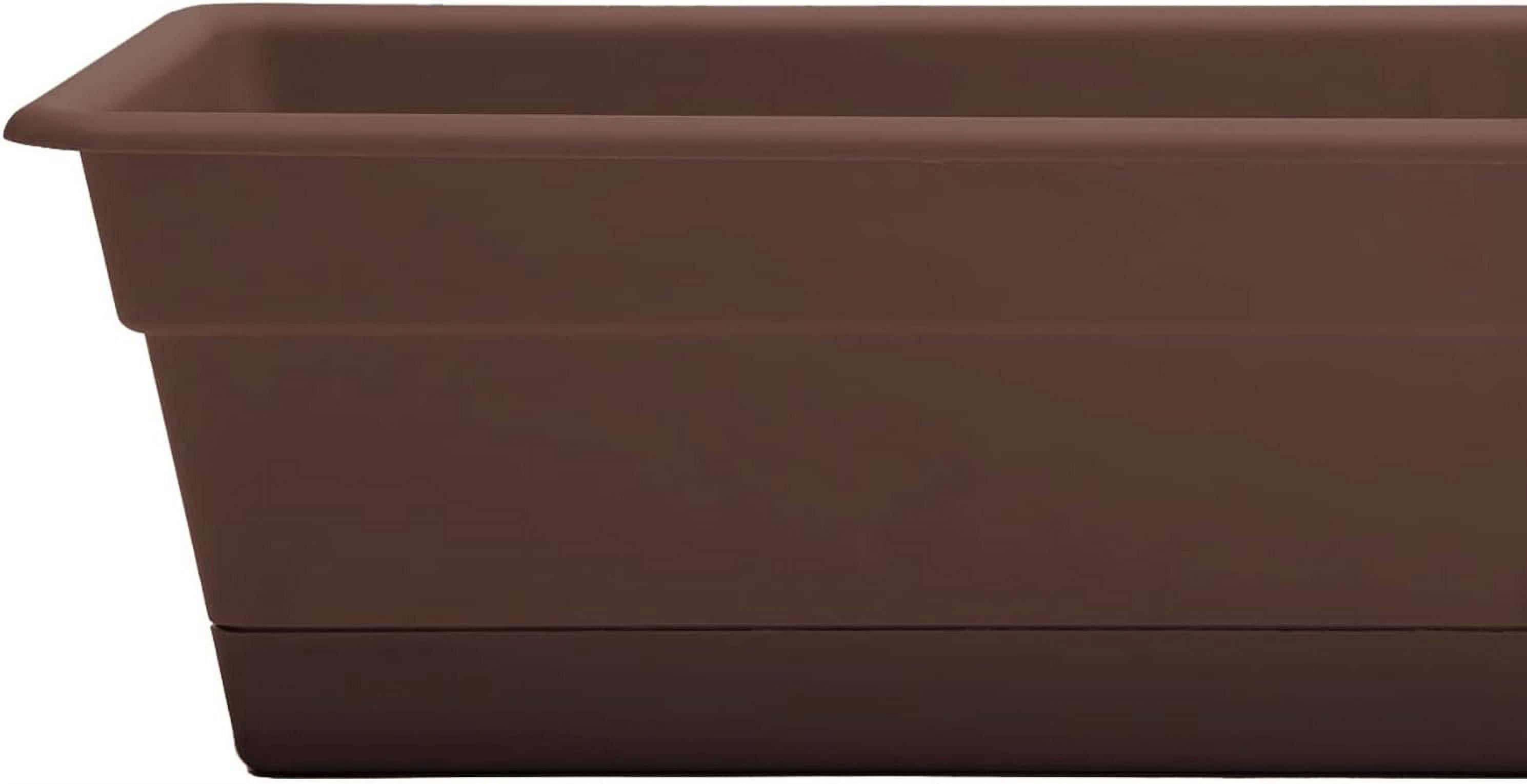 Bloem Dura Cotta Window Box Planter: 30" - Chocolate - Large Box with Tray, Weatherproof Resin Box, Removable Tray for Indoor & Outdoor Use, Gardening, 4 Gallon Capacity