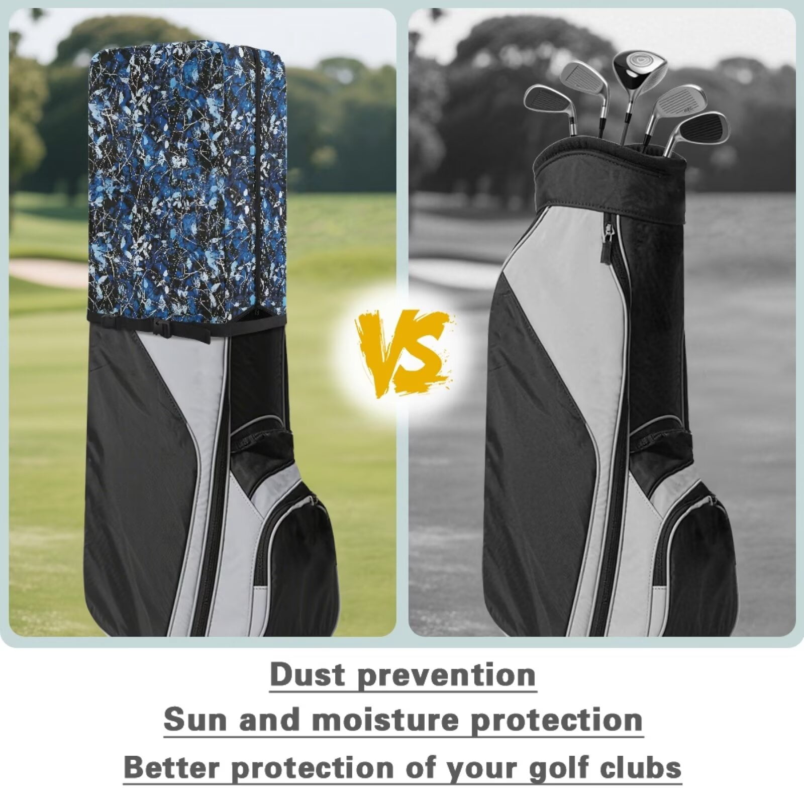 Chririnla Blue Hunting Camouflage Golf Bag Dust Cover Lightweight Dust Hood with Zipper Universal Fit for Most Golf Bags Golf Club Accessories