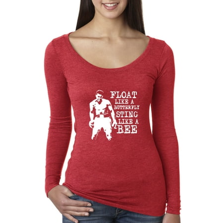 Bebe Tank - Trendy USA 446 - Women's Long Sleeve T-Shirt Float Like A Butterfly Sting Like A Bee Muhammad Ali Champion 2XL Red