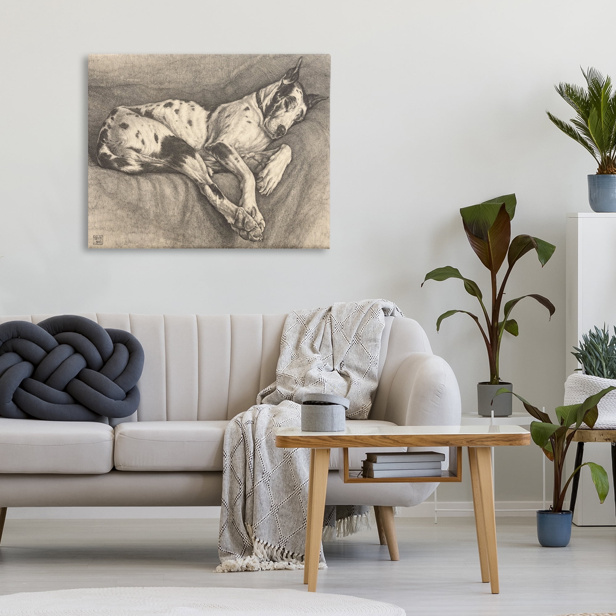 Stupell Industries Sleeping Hound Drawing Canvas Wall Art, design by Bertha Van Hasselt