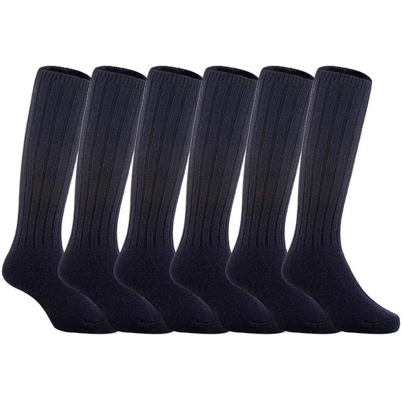 Lian LifeStyle Fascinating Children's 6 Pairs Knee High Wool Blend Boot Socks Resistant, Comfortable and Health Focused Size M(2-4Y)-(Navy)