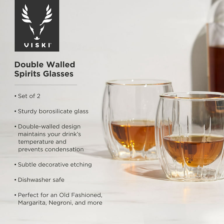 Viski Insulated Wine Glasses - Double Walled Wine Glass Set With