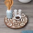thumbnail image 7 of CounterArt White Tile Medallion Round Acacia Wood Lazy Susan Turntable, 7 of 7
