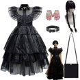 thumbnail image 2 of Disfraz de la familia Addams del miércoles para niñas, vestido de Halloween, fiesta de cumpleaños, 2 of 4