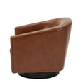 thumbnail image 4 of Gaven Caramel Faux Leather Wood Base 360 Degree Swivel Accent Chair, 4 of 8