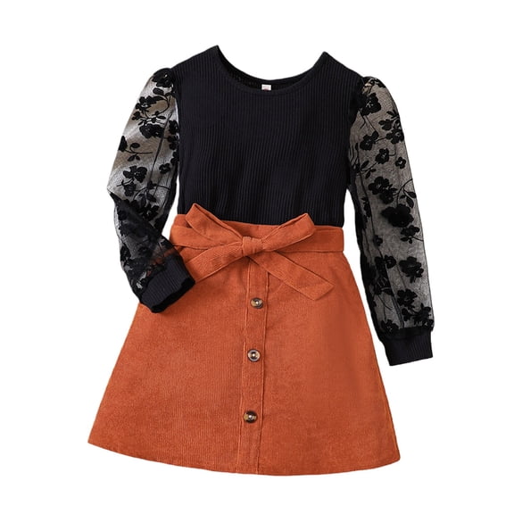 EnJoCho Girl's Skirt Sets Casual Fall Outfits Corduroy Skirt and Long Sleeve Rib Knit Shirt Tops Trendy 2 Piece Clothes Girls Shirt And Shorts Set