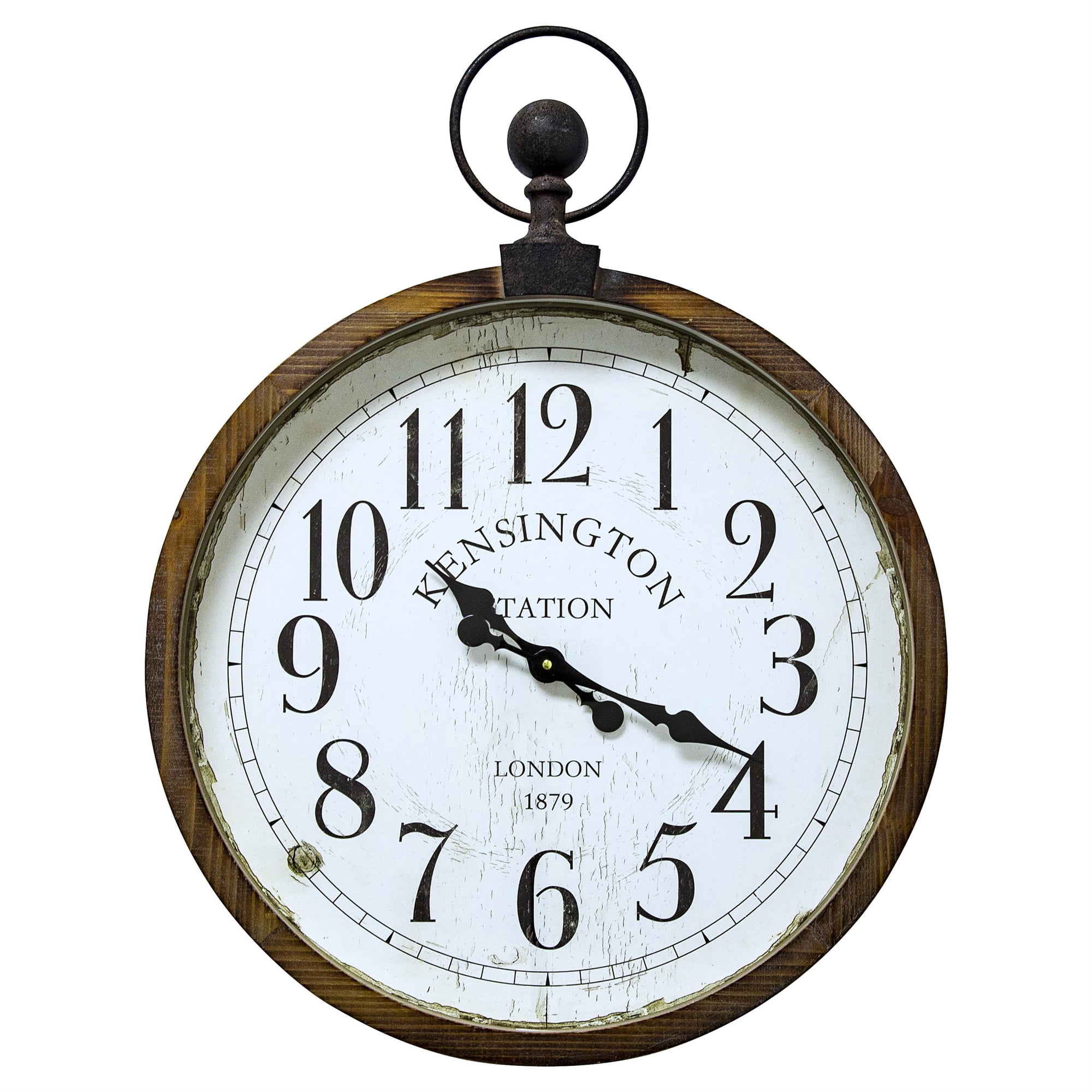 Yosemite Home Decor Kensington Station Engineered Wood Wall Clock in Off White