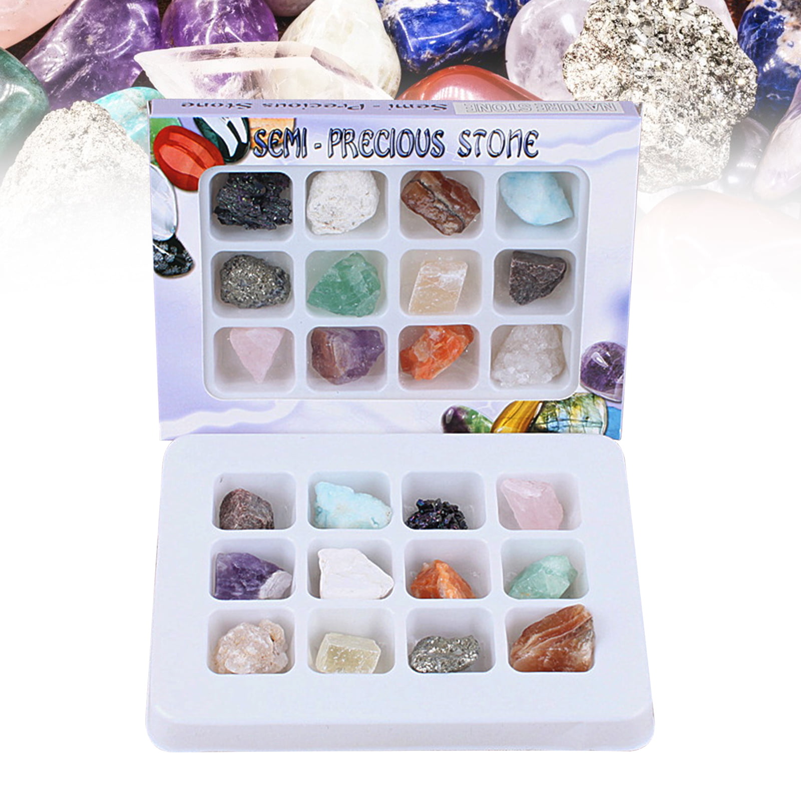 20x Mineral & Rock Specimens Educational Collection Teaching Aid in Wooden Box
