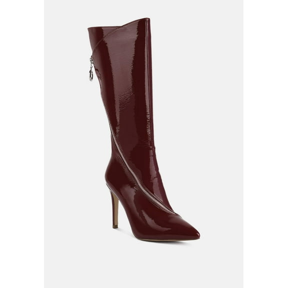 TSAROH Zip Around Calf Boot In Burgundy