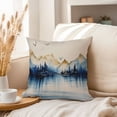 thumbnail image 3 of Ethan Taylor Landscape and Nature Throw Pillow Soft Cushion Cover 'Mountain Echoes Mountains' Modern Pattern Decorative Square Accent Pillow Case, 16x16 Inches, Blue, Gold, 3 of 5