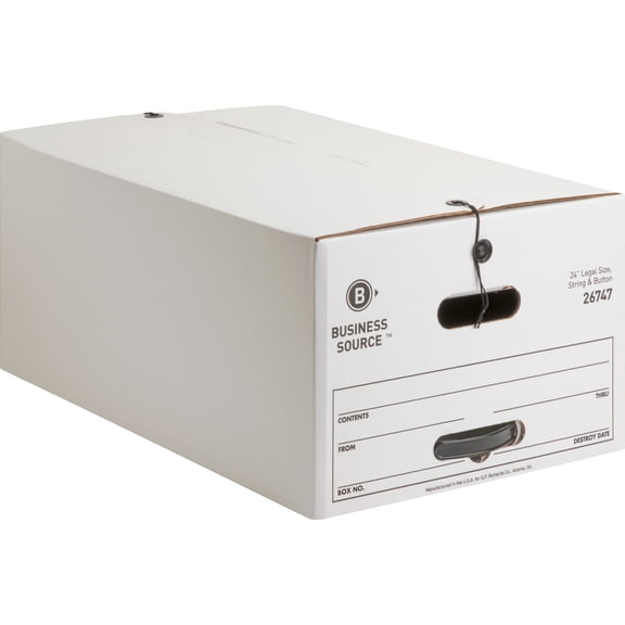 Business Source, BSN26747, Medium Duty Legal Size Storage Box, 12 / Carton, White
