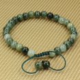 thumbnail image 2 of Angelstones Perles Rondes en Jade Vert Foncé 6mm Faites à la Main avec Pompons en Macramé Tressé Réglable Bracelets Chakra Reiki 7-9 Pouces Unisexe, 2 of 2