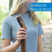 RMS Natural Wood Walking Stick - 55 Handcrafted Wooden Hiking Stick and Trekking Pole with Wrist Strap (Grooved Handle)