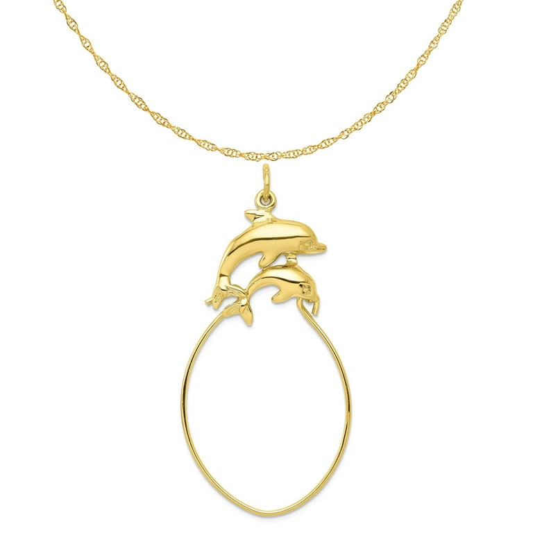 10k orders yellow gold Dolphin Charm and holder pendant