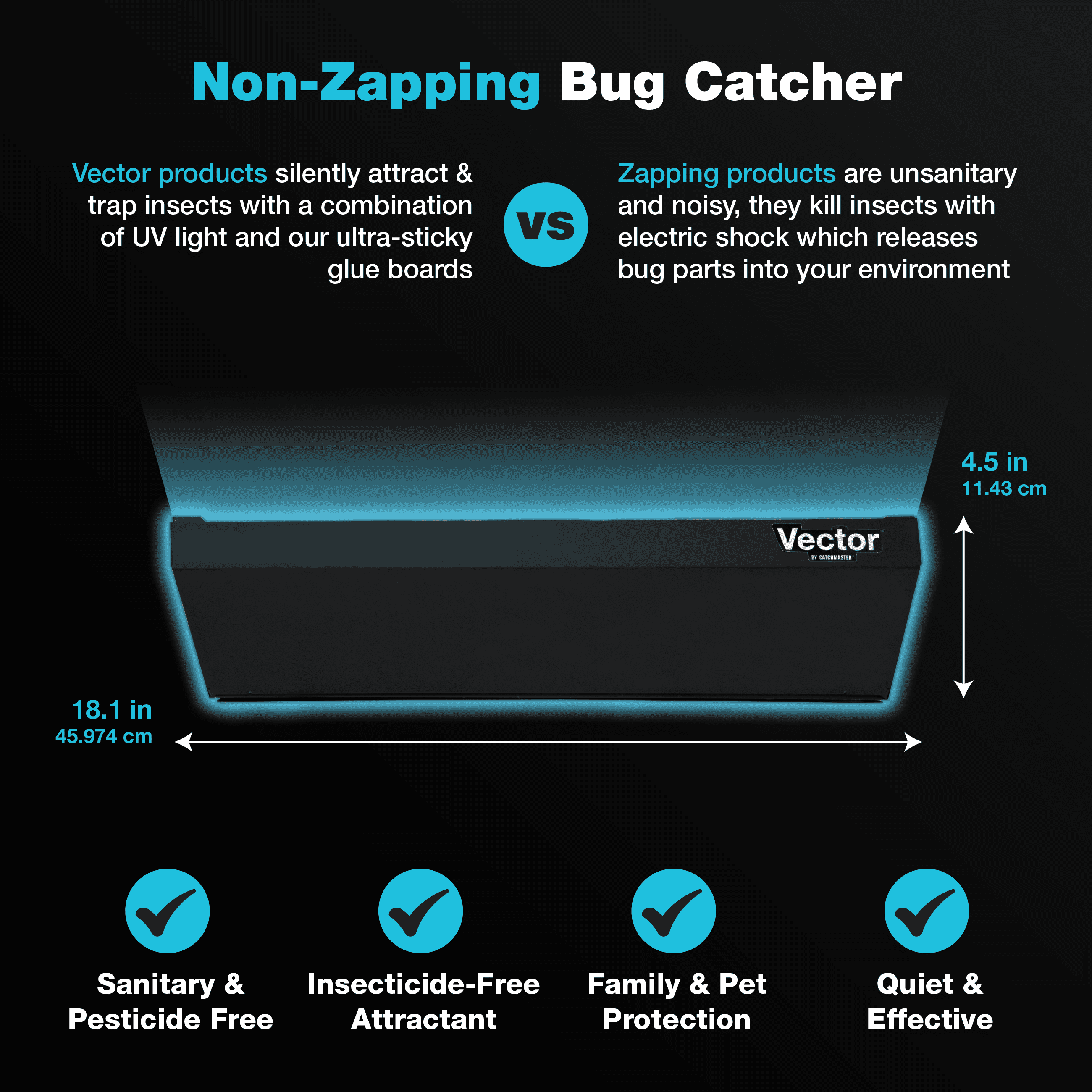 Catchmaster Vector Optima Fly Trap, UV Light Fly Traps for Home, Indoor Bug Catcher, Black